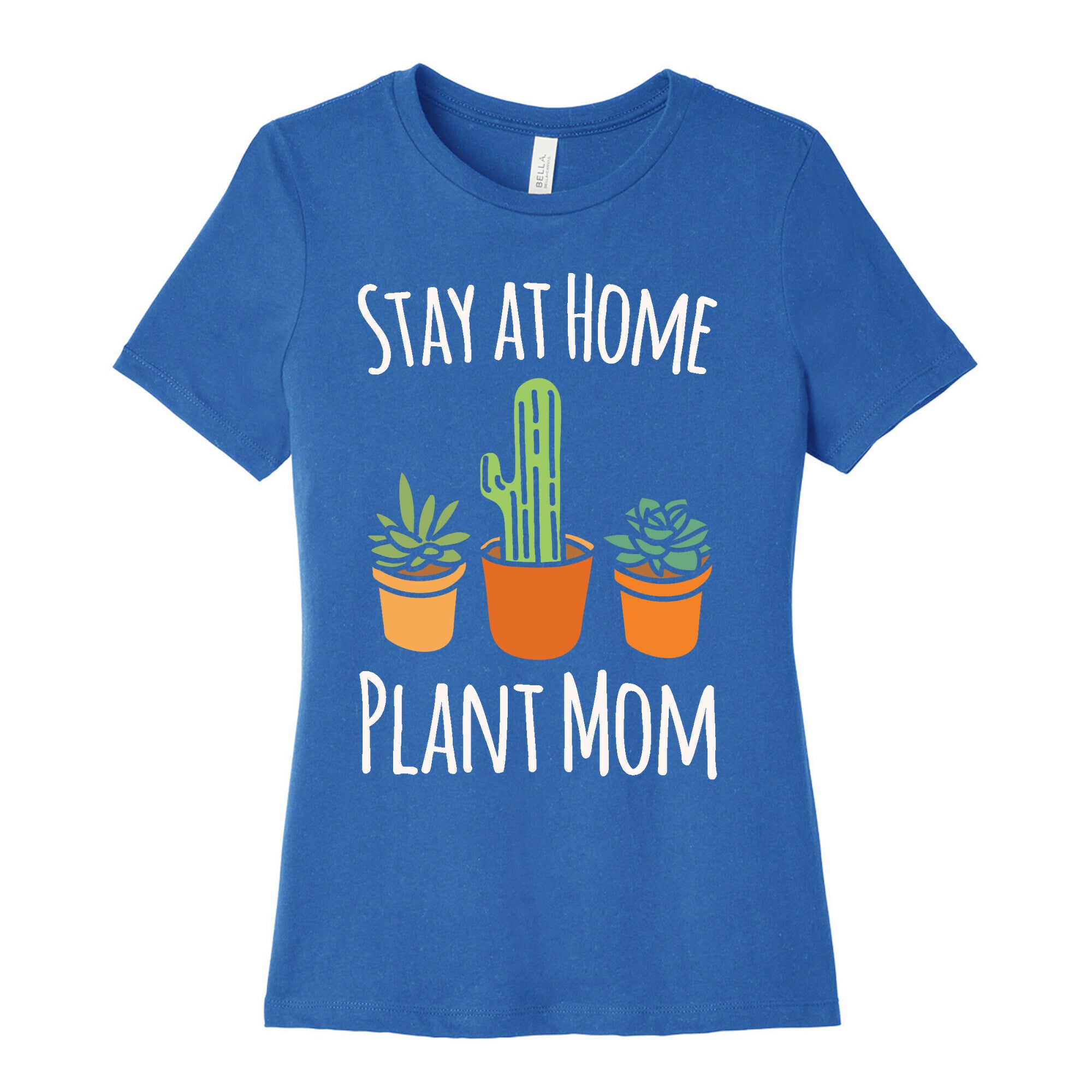 Stay At Home Plant Mom White Print Women's Cotton Tee